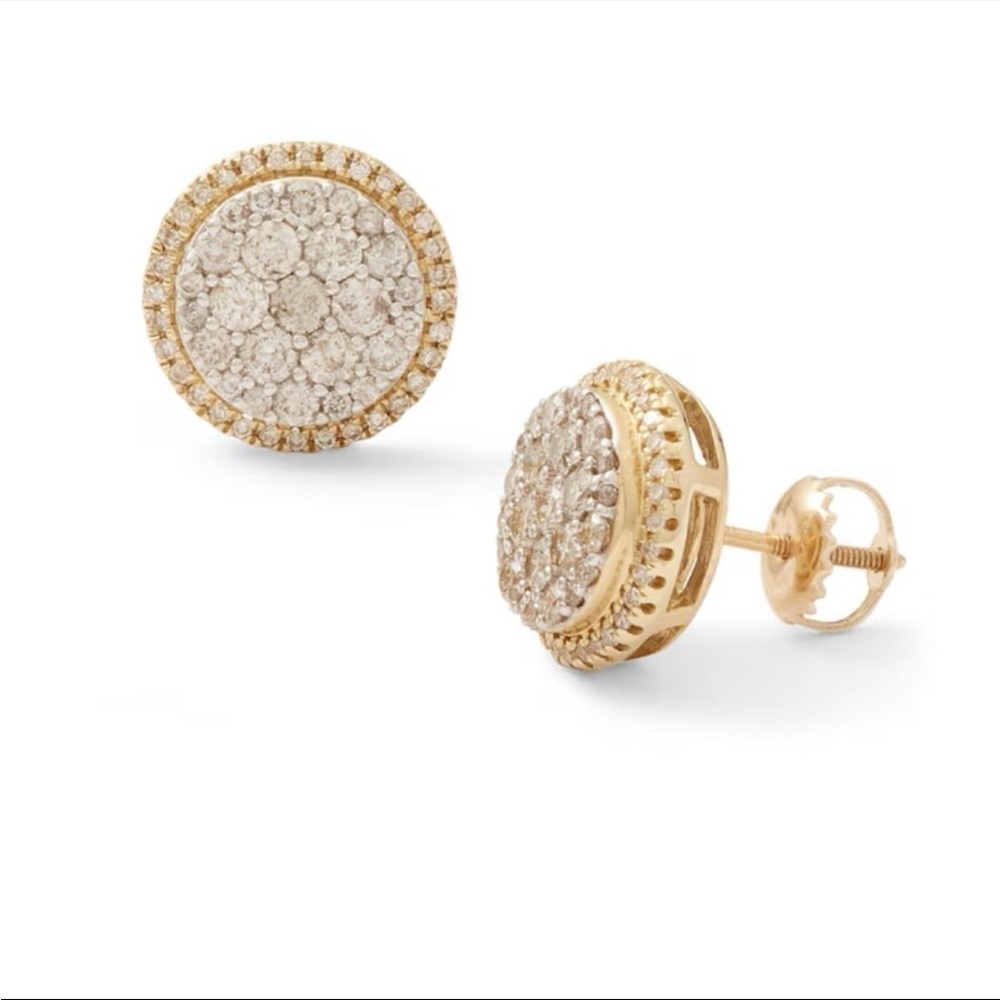 10K Solid Gold 1 CT. T.W. Diamond Round Frame Studs